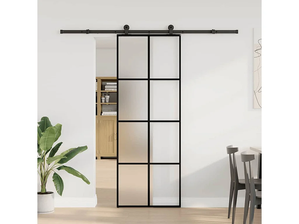 Puerta corredera con kit de herrajes 76x205 cm cristal ESG