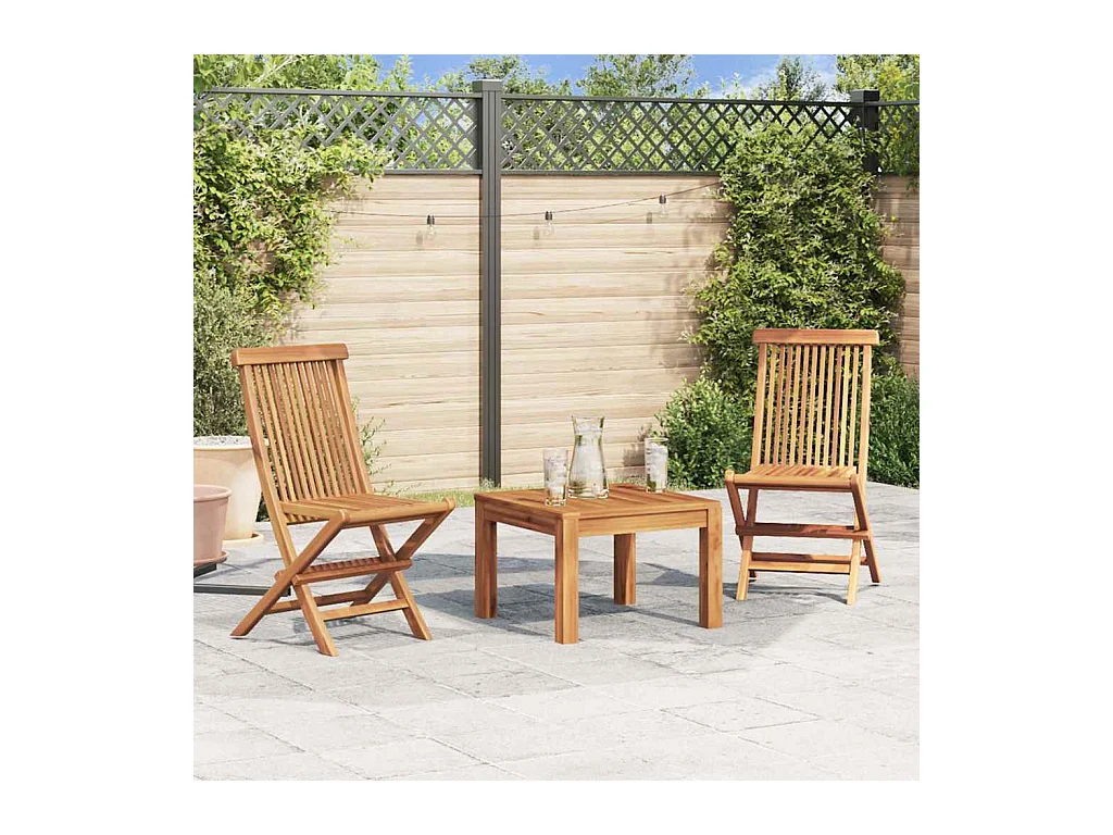 Set di 2 sedie da giardino pieghevoli in legno massello di teak