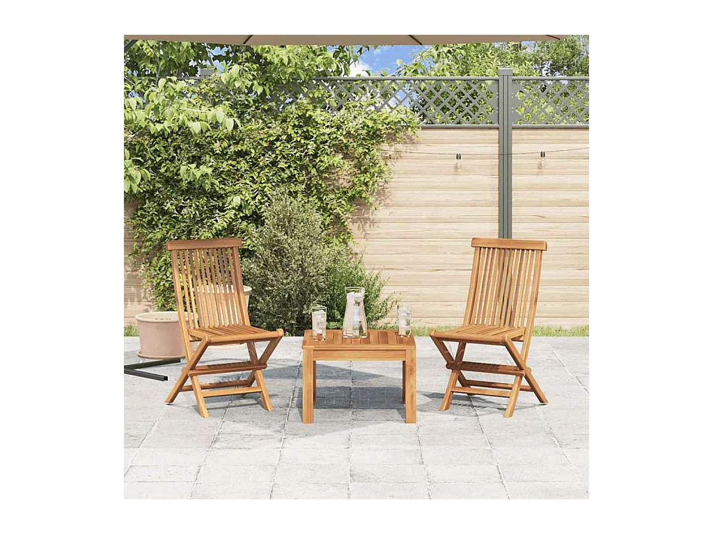 Set di 2 sedie da giardino pieghevoli in legno massello di teak