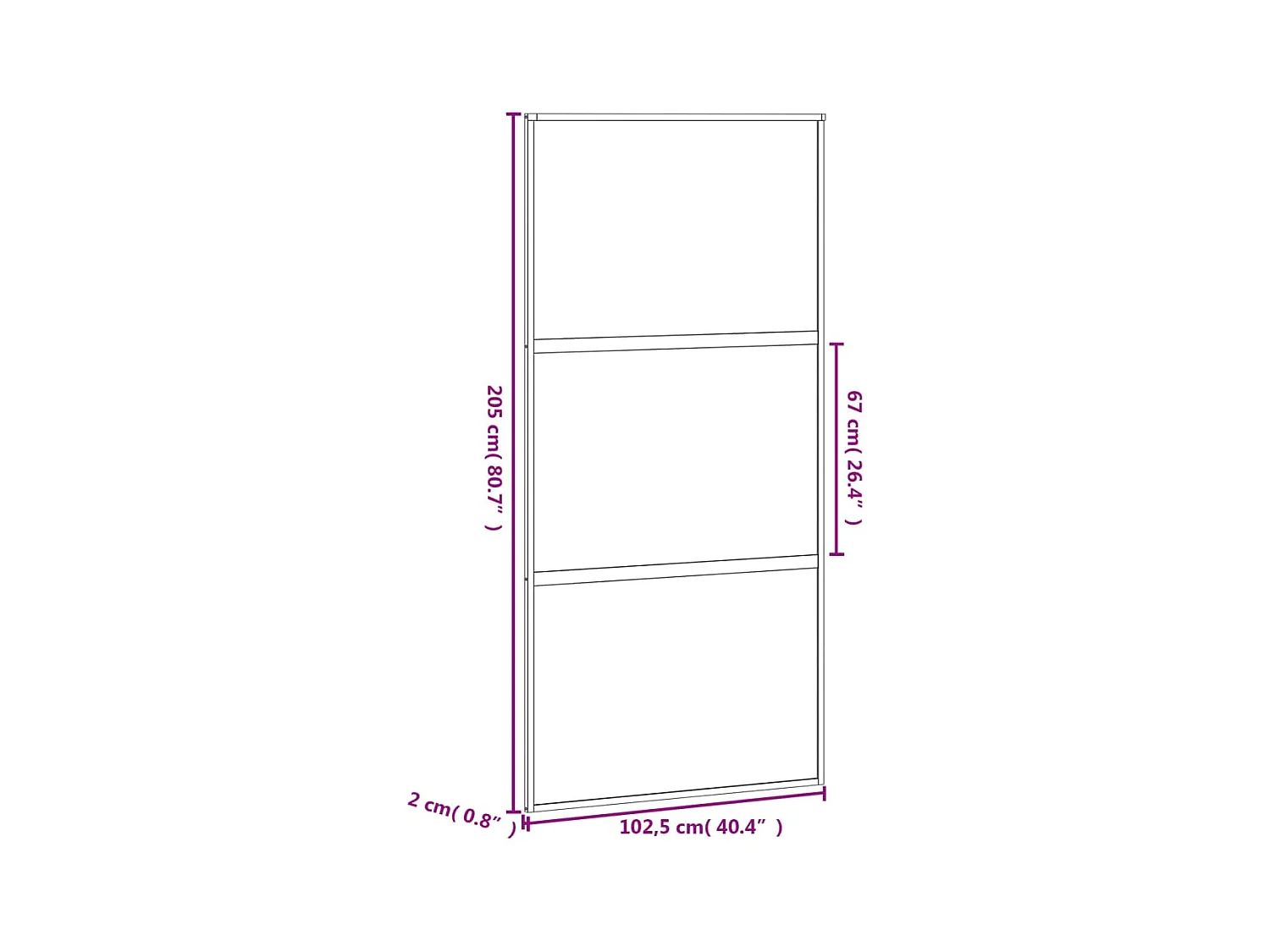 Witte schuifdeur 102,5x205 cm gehard glas aluminium