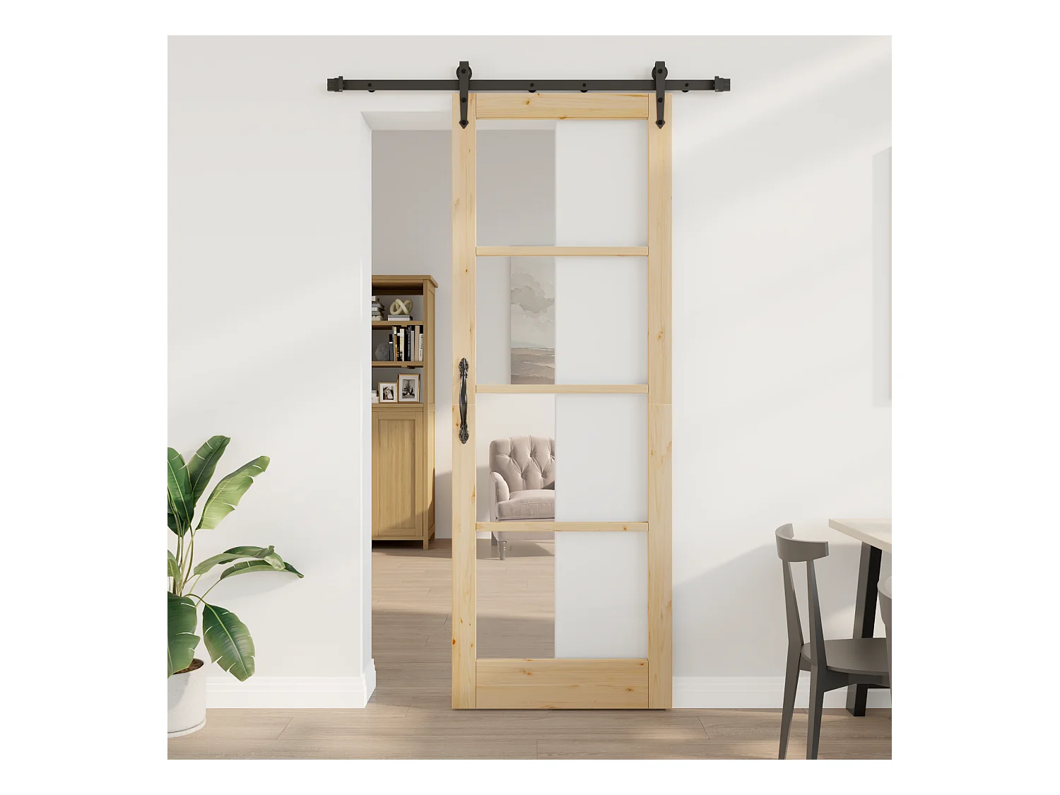 Porte coulissante avec quincaillerie 83x232 cm