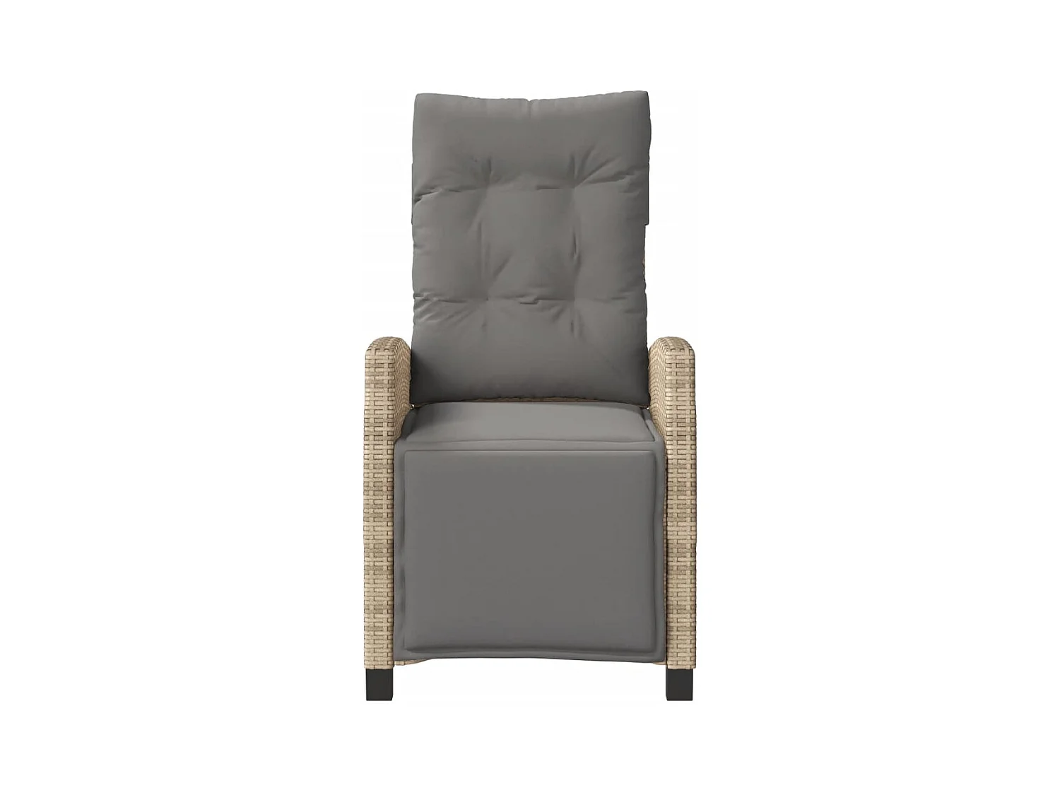 Silla de jardín reclinable y reposapiés mezcla de ratán beige