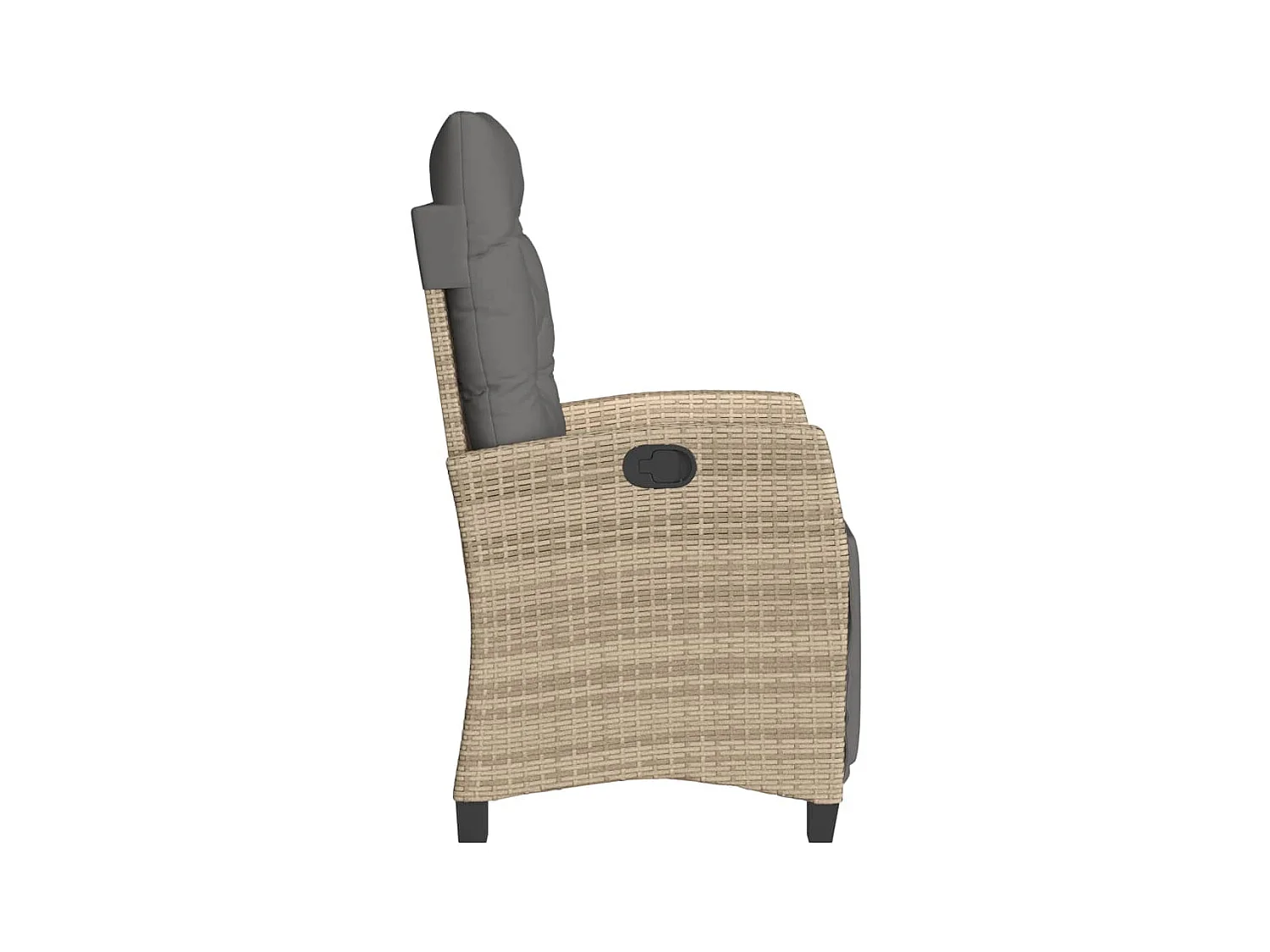 Silla de jardín reclinable y reposapiés mezcla de ratán beige