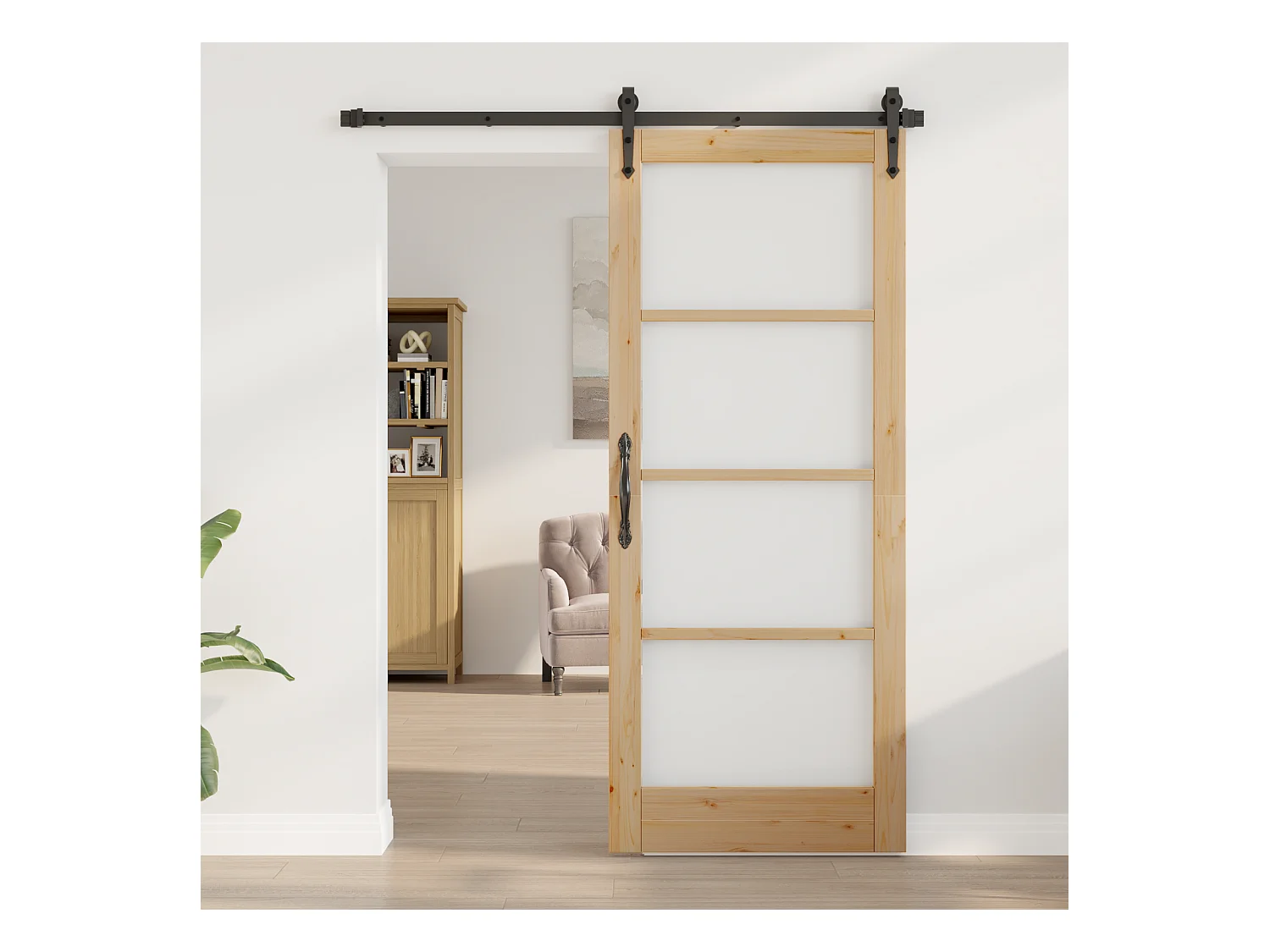 Porte intérieure avec verre  83x202x4 cm en bois de pin massif