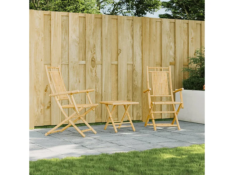 Set di 2 sedie da giardino pieghevoli in bambù 53x66x99 cm