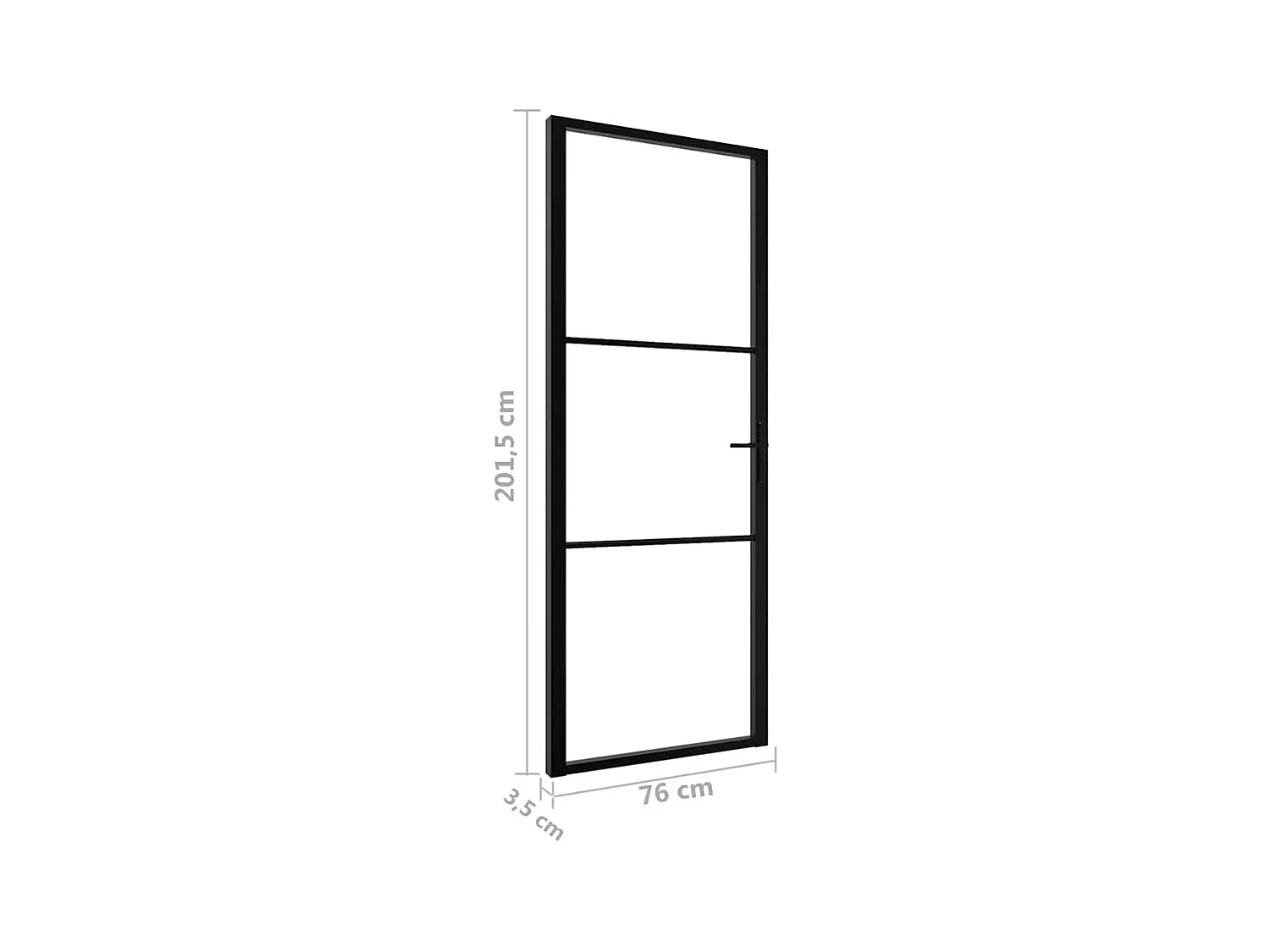Porta interna in vetro ESG e alluminio 76x201,5 cm Nero