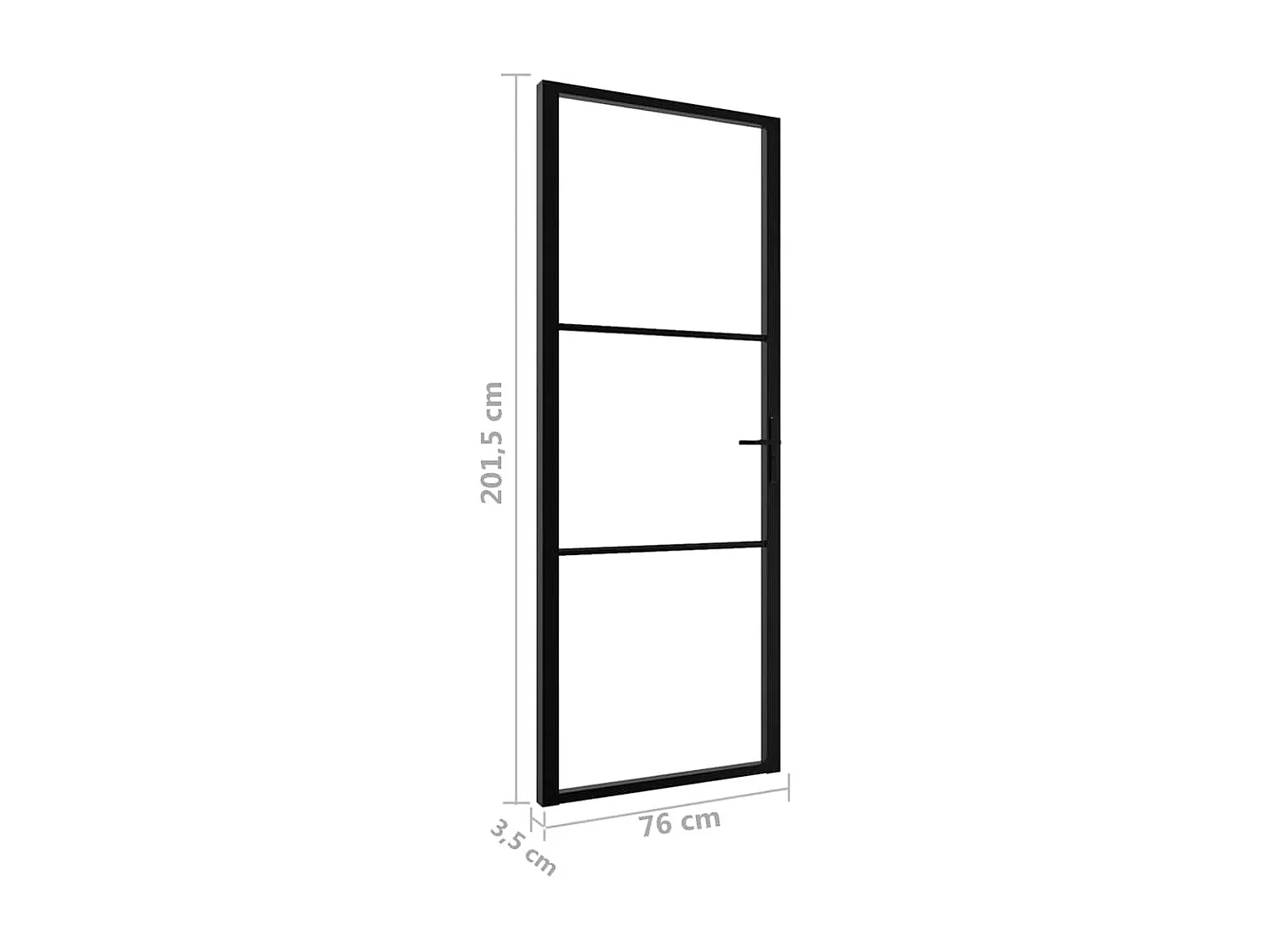 Puerta interior ESG vidrio y aluminio 76x201,5 cm Negro
