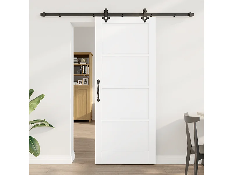 Porte Coulissante avec Kit Matériel en Bois Massif de Pin Blanc