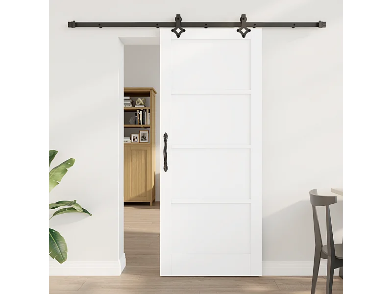 Porte Coulissante avec Kit Matériel en Bois Massif de Pin Blanc