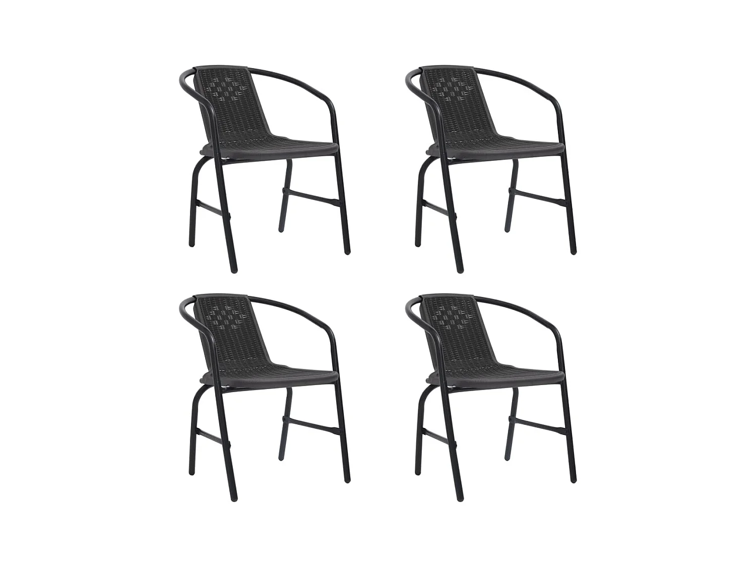 Chaises de jardin lot de 4 Rotin plastique et acier 110 kg