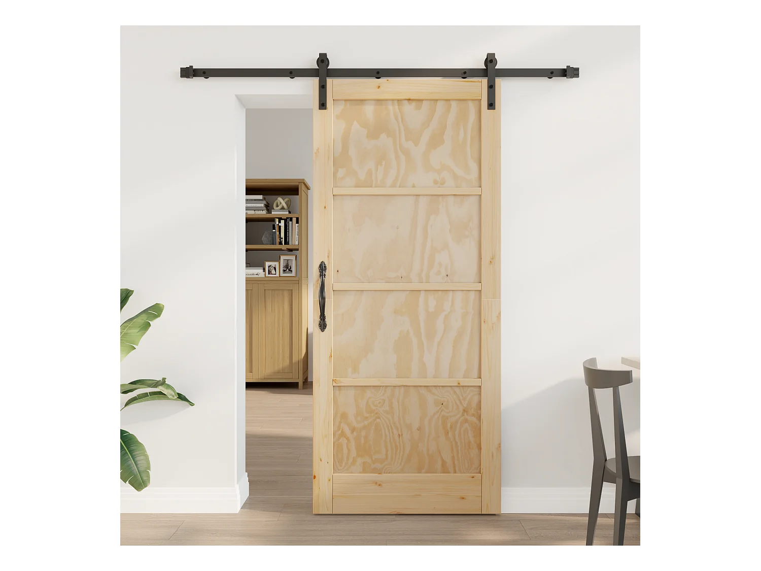 Porte Coulissante avec Quincaillerie 86x198,5 cm Bois Massif de Pin
