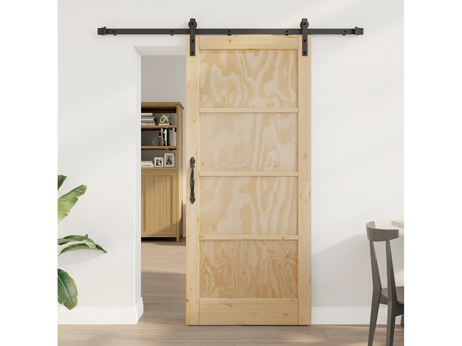 Porte Coulissante avec Quincaillerie 86x198,5 cm Bois Massif de Pin