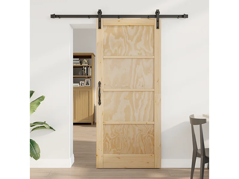 Porte Coulissante avec Quincaillerie 86x198,5 cm Bois Massif de Pin