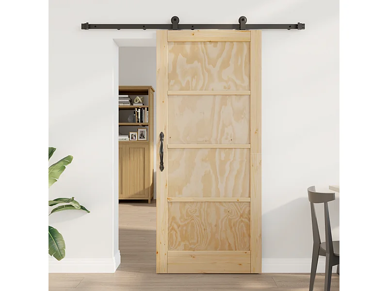 Porta scorrevole con kit ferramenta 86x198,5 cm in legno massello di pino