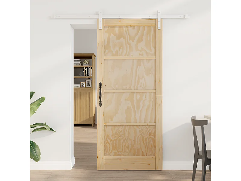 Porta scorrevole con kit di montaggio 86x198,5 cm in legno di pino massello