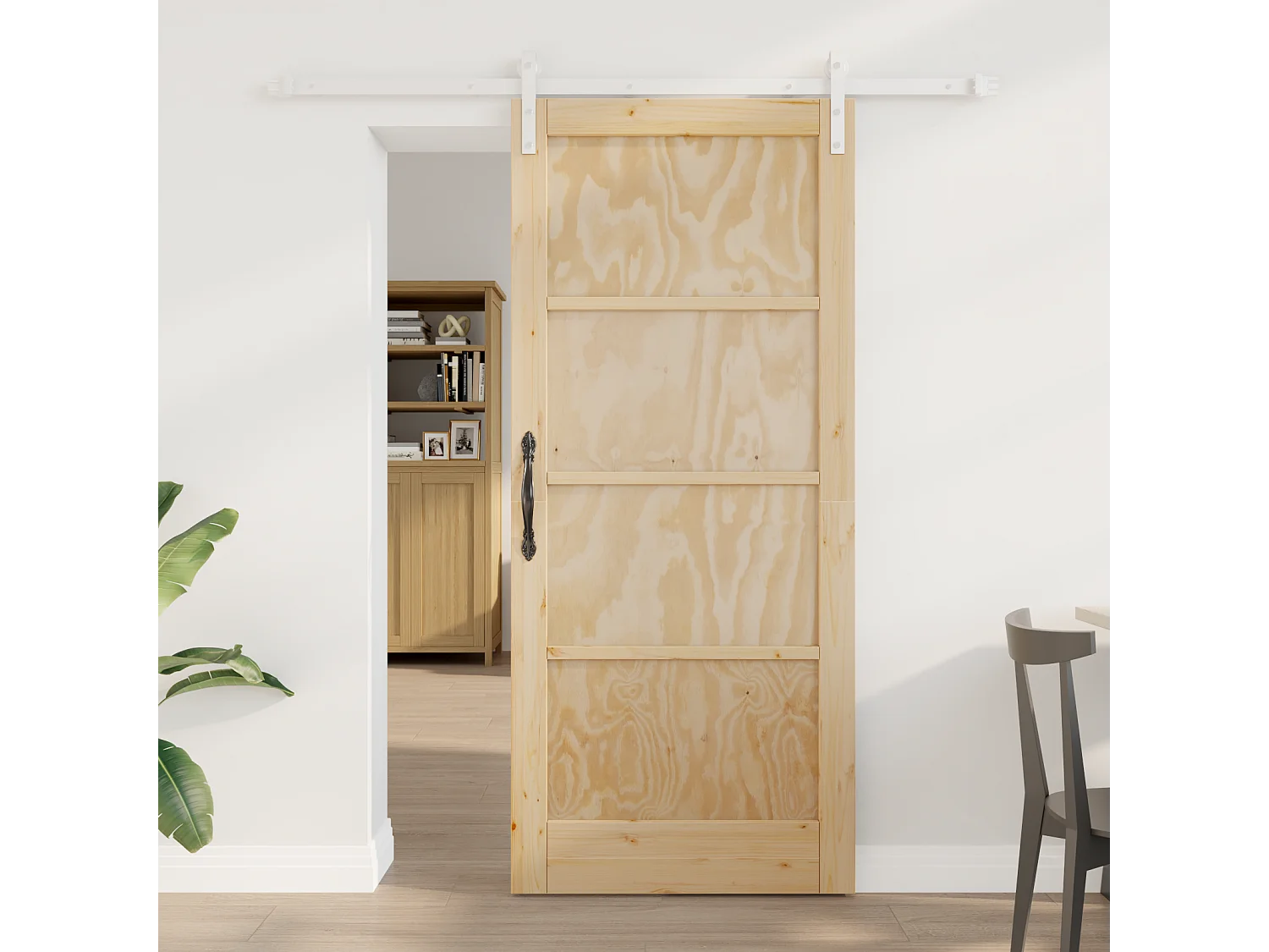 Porte coulissante avec kit de montage 86x198.5 cm en bois massif de pin