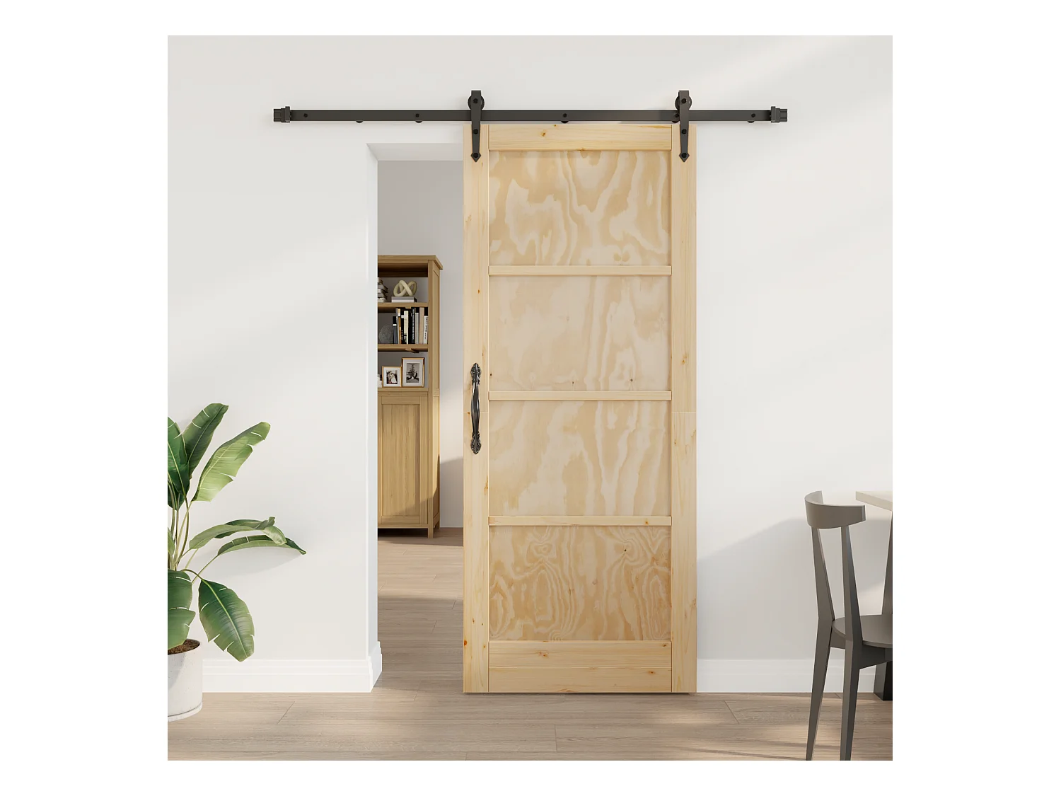Porte coulissante avec set de matériel 83x202 cm Bois massif Pin