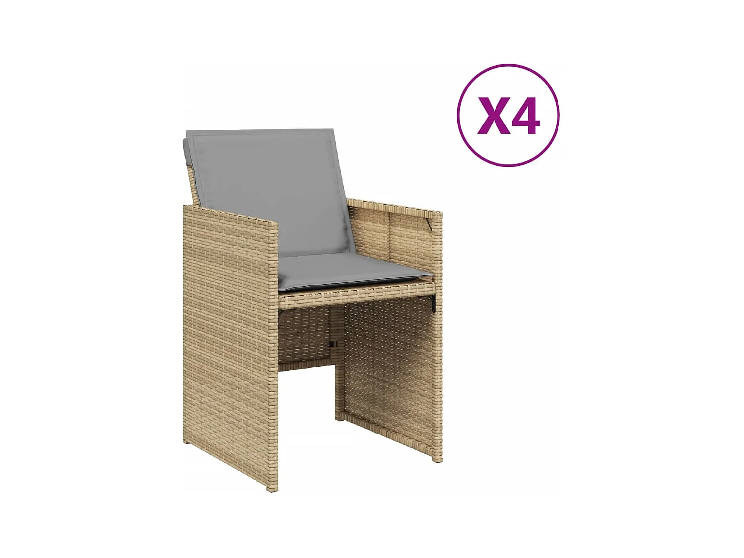 Chaises de jardin avec coussins lot de 4 mélange beige