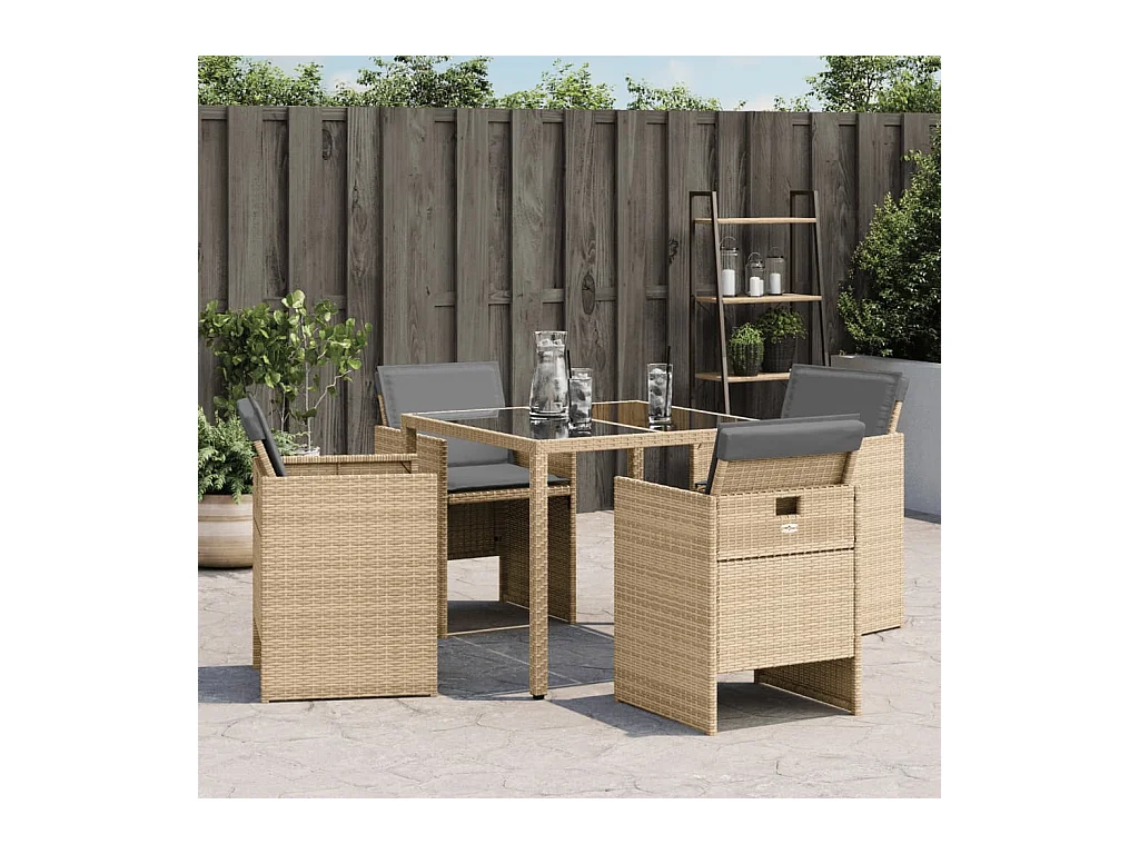 Chaises de jardin avec coussins lot de 4 mélange beige