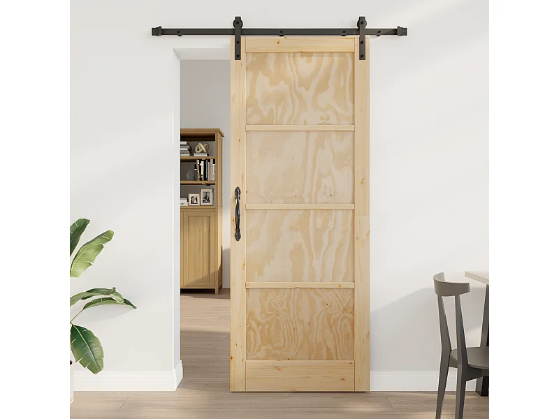 Porta scorrevole con ferramenta 83x211 cm in legno di pino massello