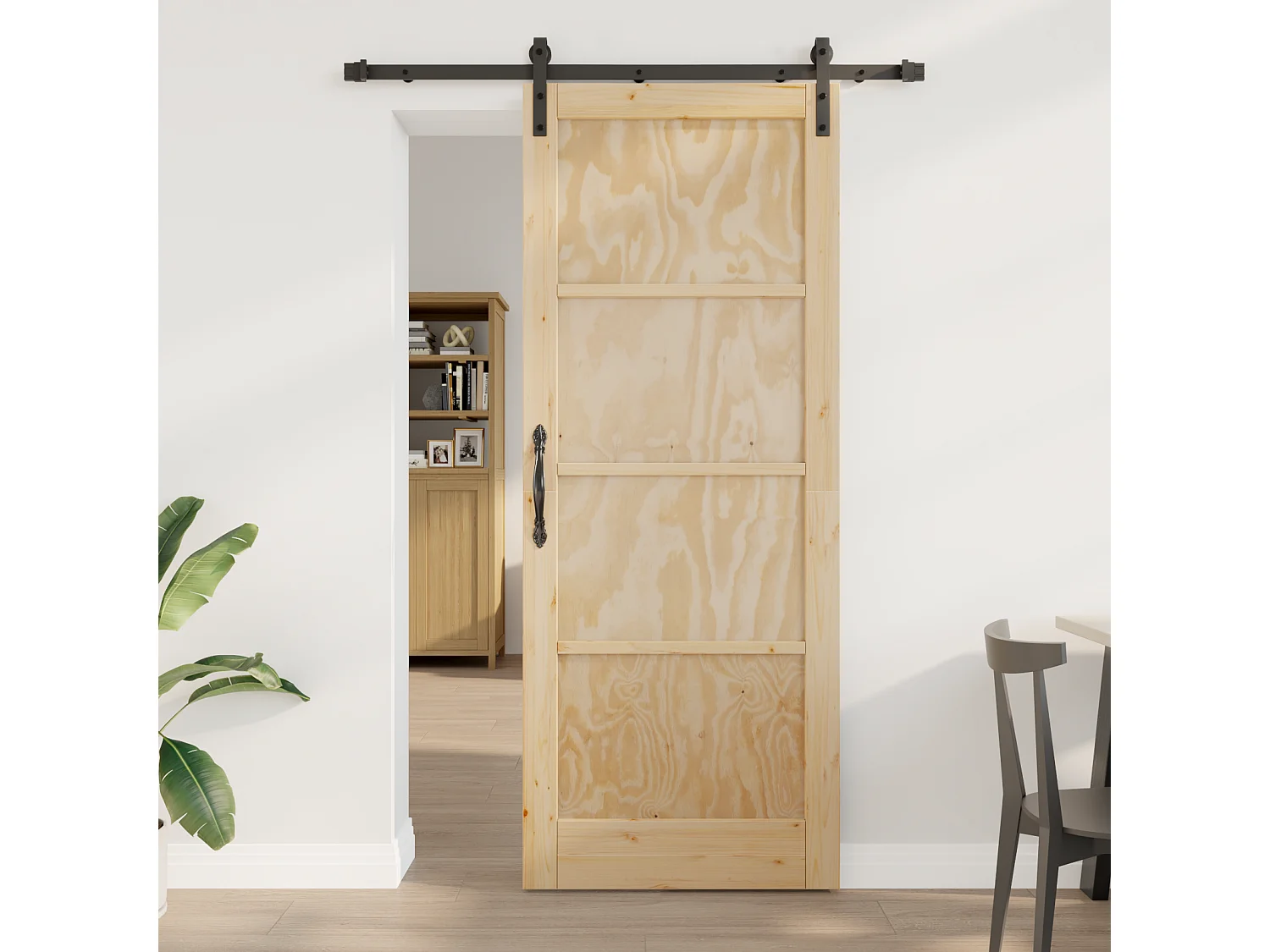 Porte Coulissante avec Quincaillerie 83x211 cm Bois de Pin Massif