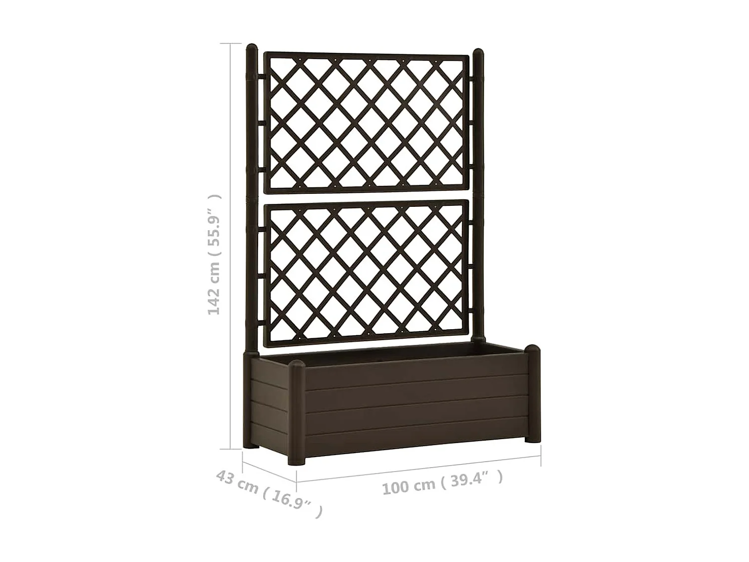 Plantenbak met trellis 100x43x142 cm PP Moka