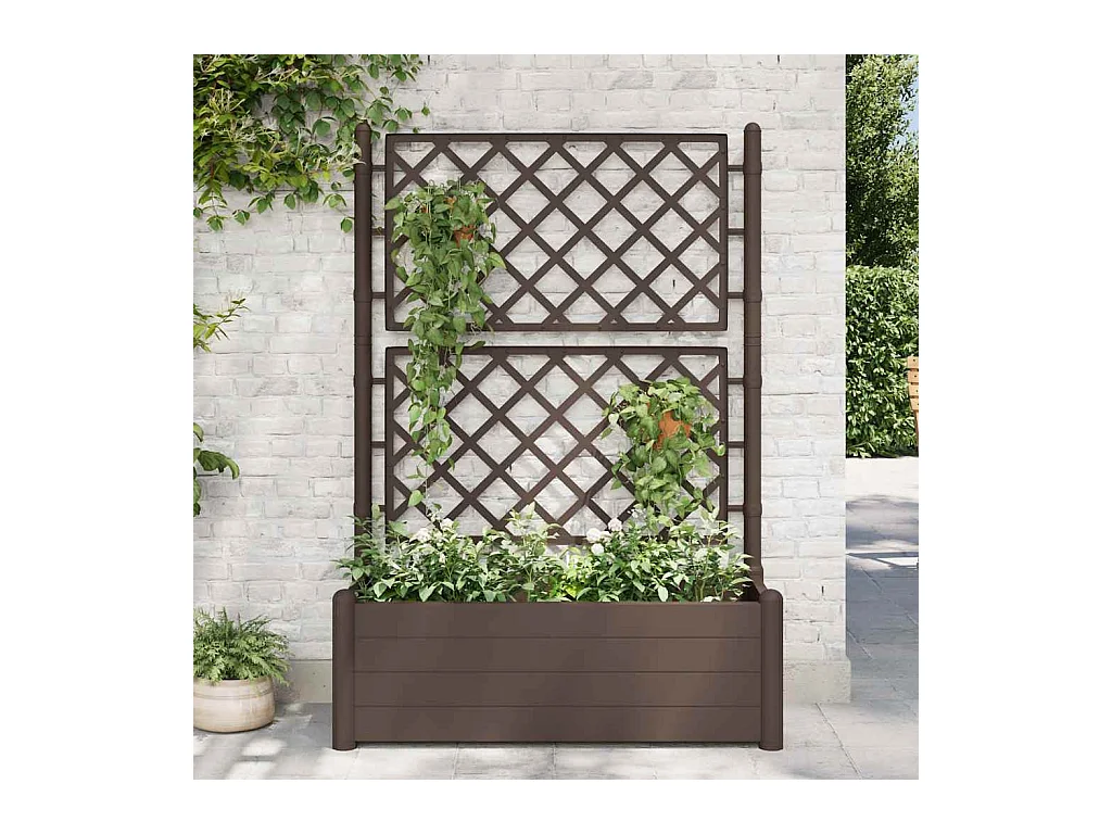 Jardinière avec treillis 100x43x142 cm PP Moka