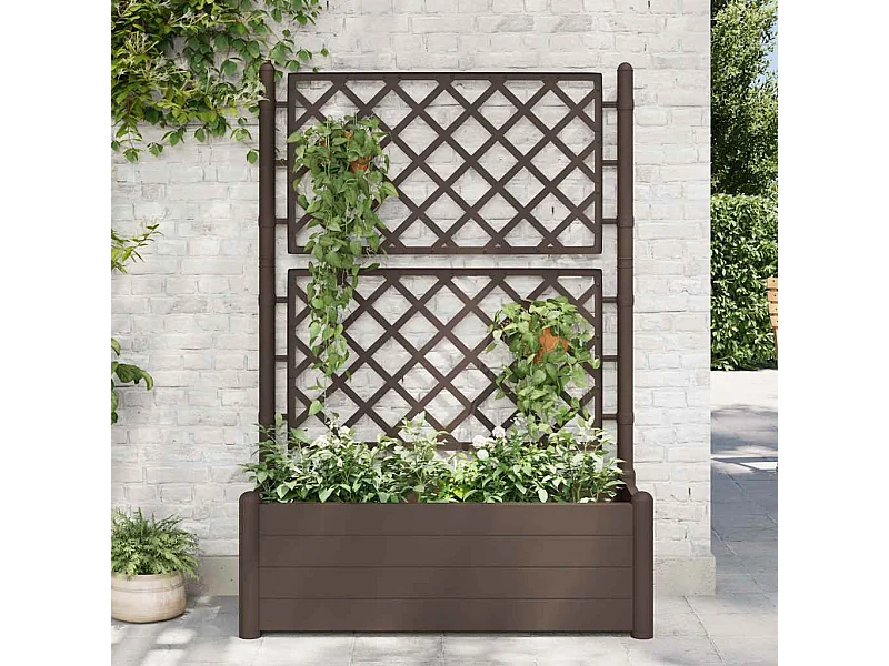 Jardinière avec treillis 100x43x142 cm PP Moka