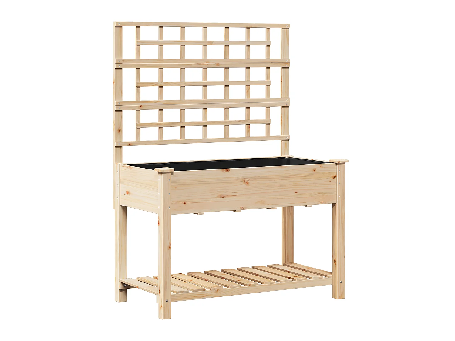 Plantenbak met trellis en plank 115x59x152 cm van massief dennenhout