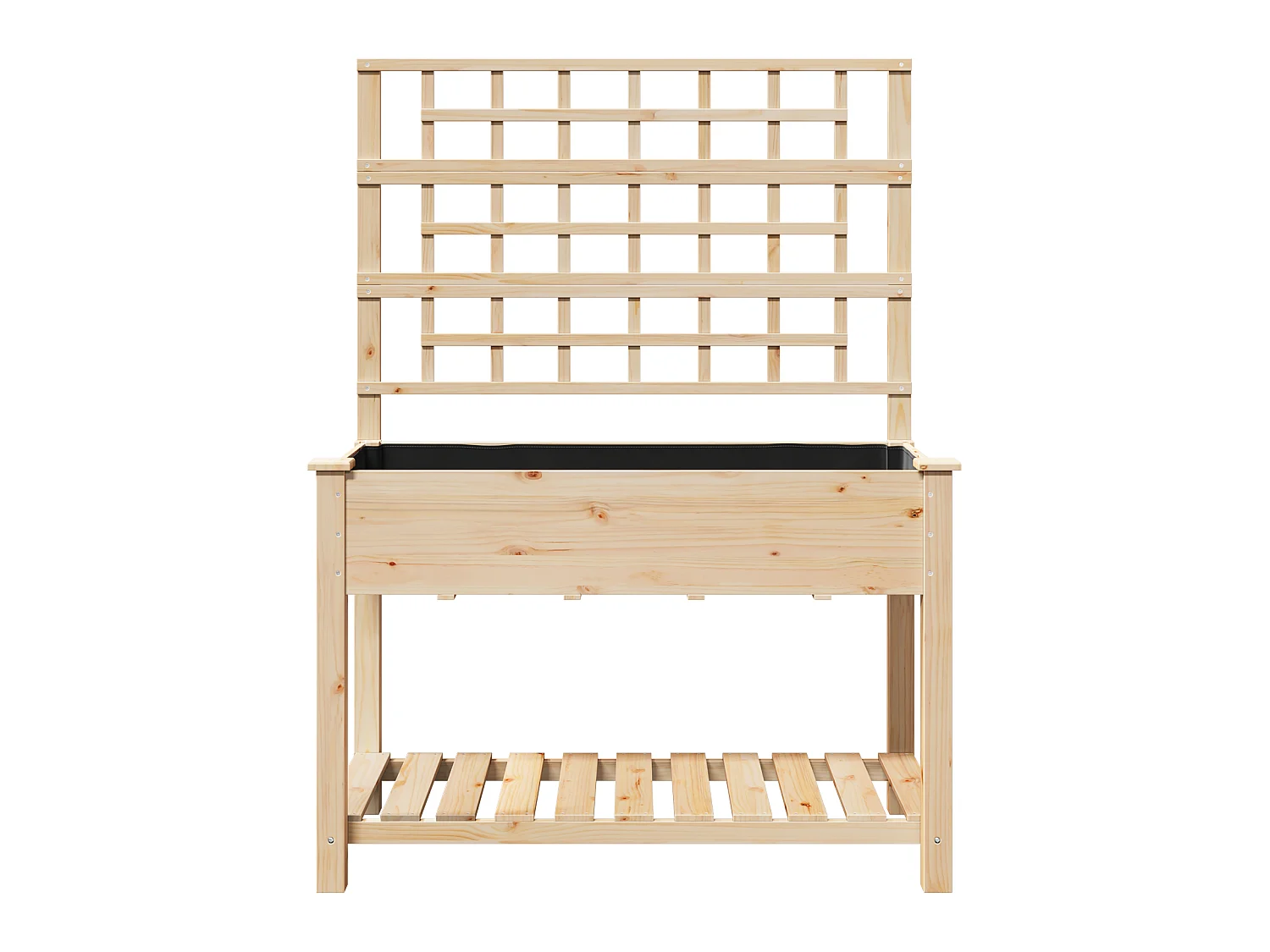 Plantenbak met trellis en plank 115x59x152 cm van massief dennenhout