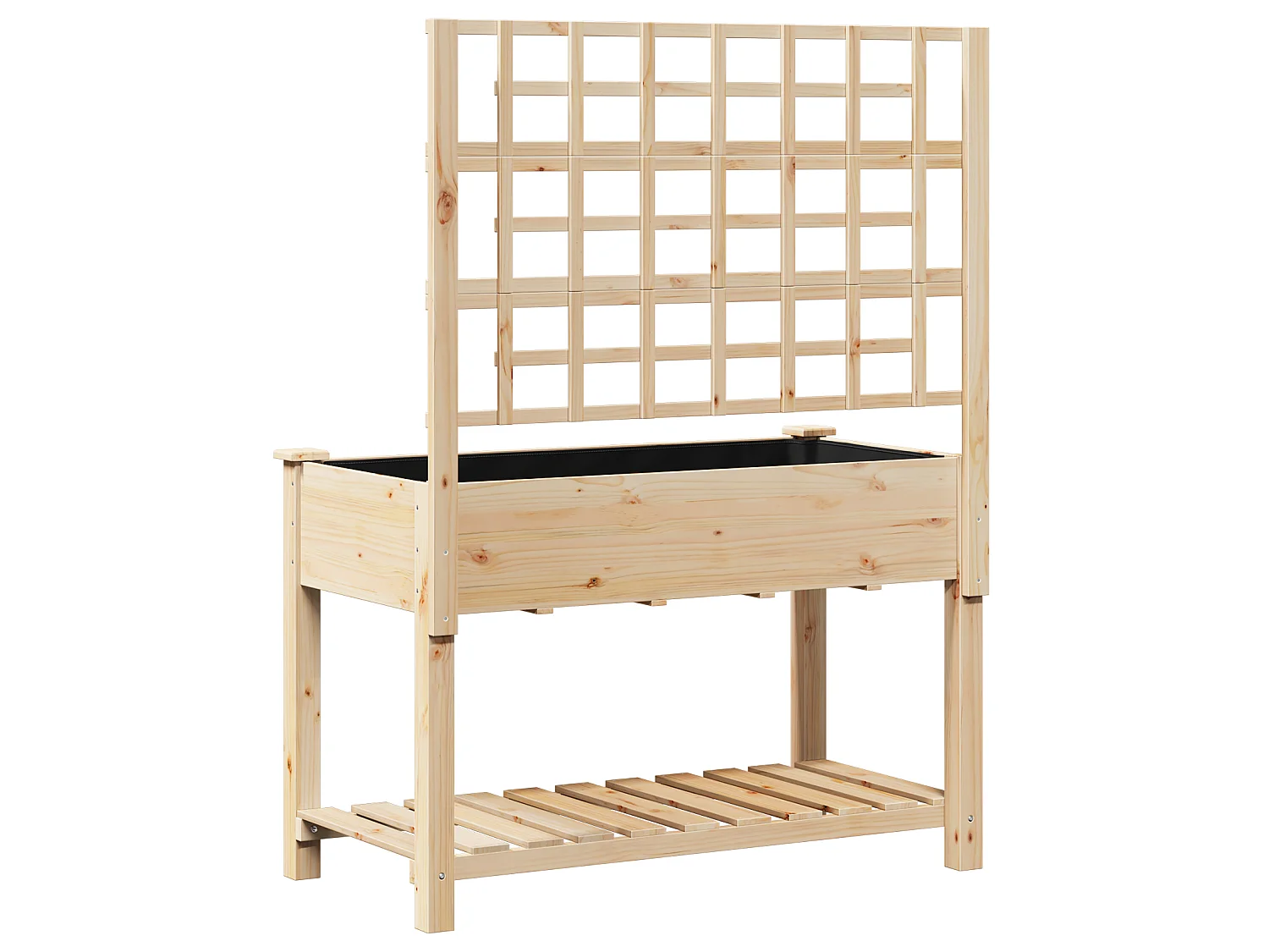 Plantenbak met trellis en plank 115x59x152 cm van massief dennenhout