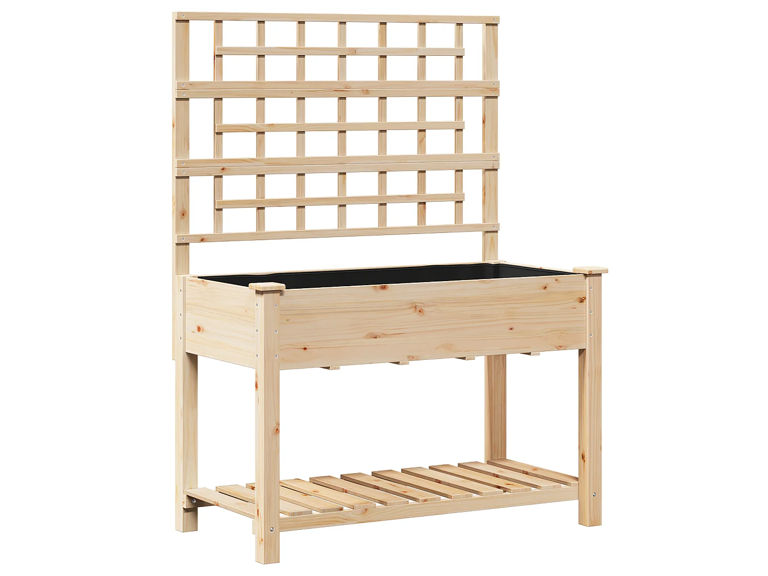 Plantenbak met trellis en plank 115x59x152 cm van massief dennenhout
