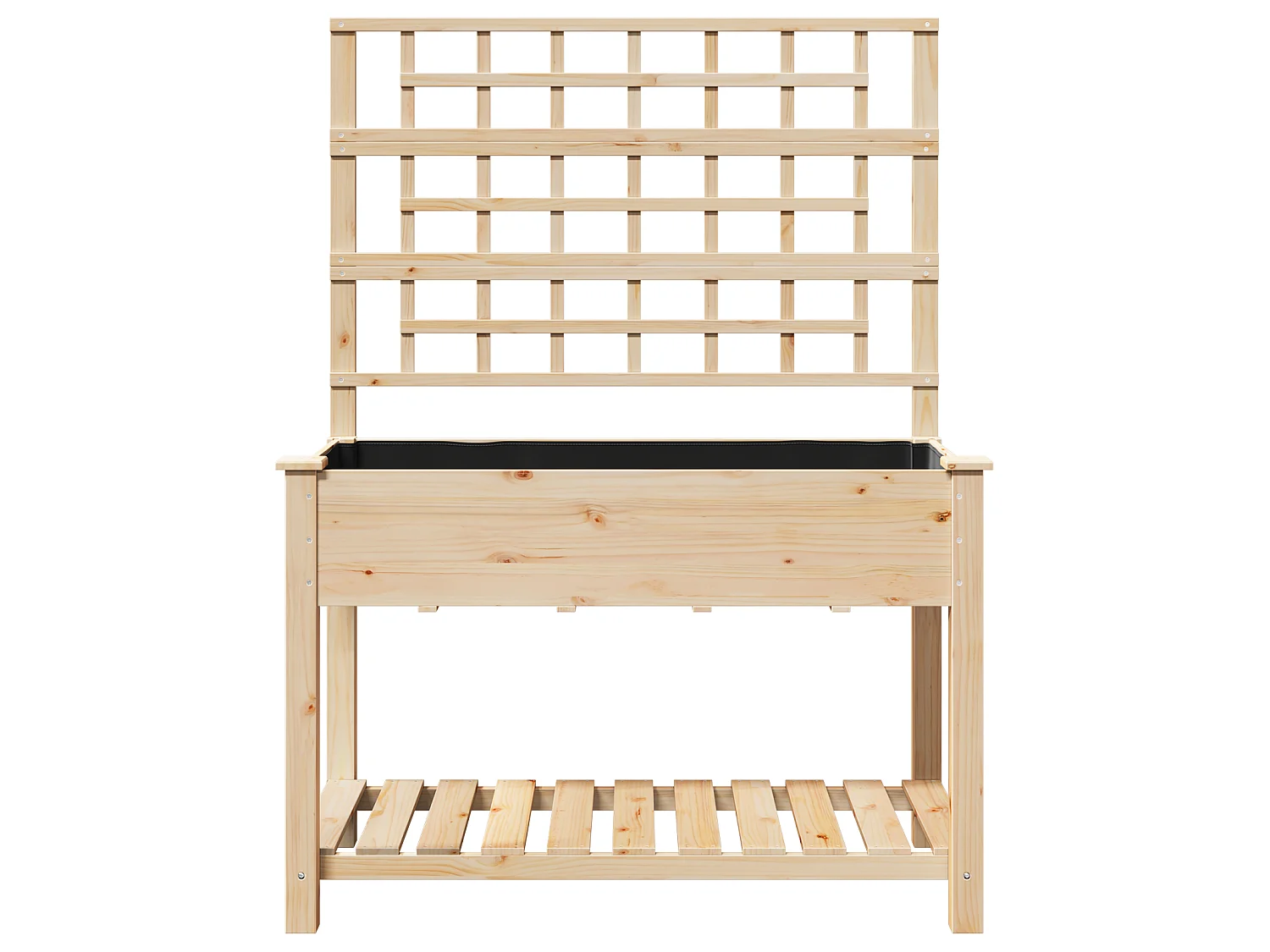 Plantenbak met trellis en plank 115x59x152 cm van massief dennenhout