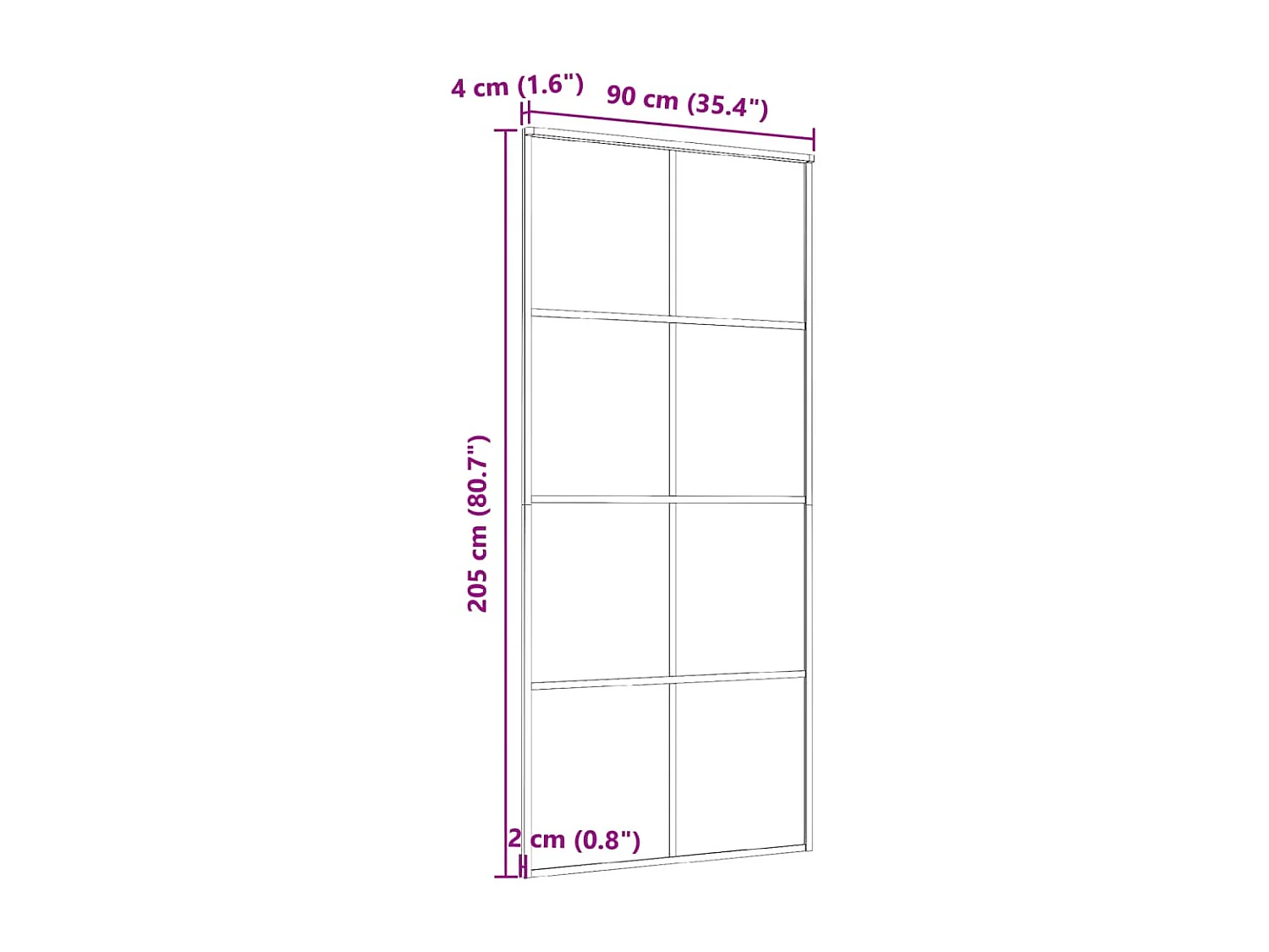 Porte coulissante Aluminium et verre ESG 90x205 cm Noir