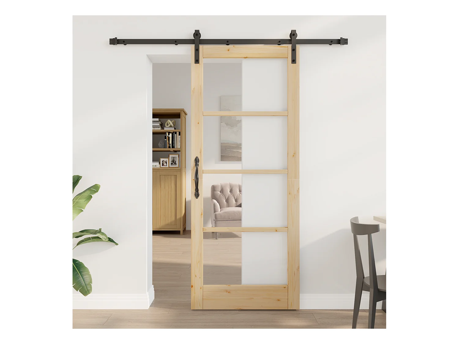 Porte coulissante avec quincaillerie