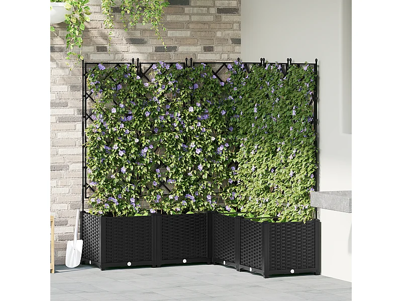 jardinière avec treillis 5 pcs noir 120x120x143 cm