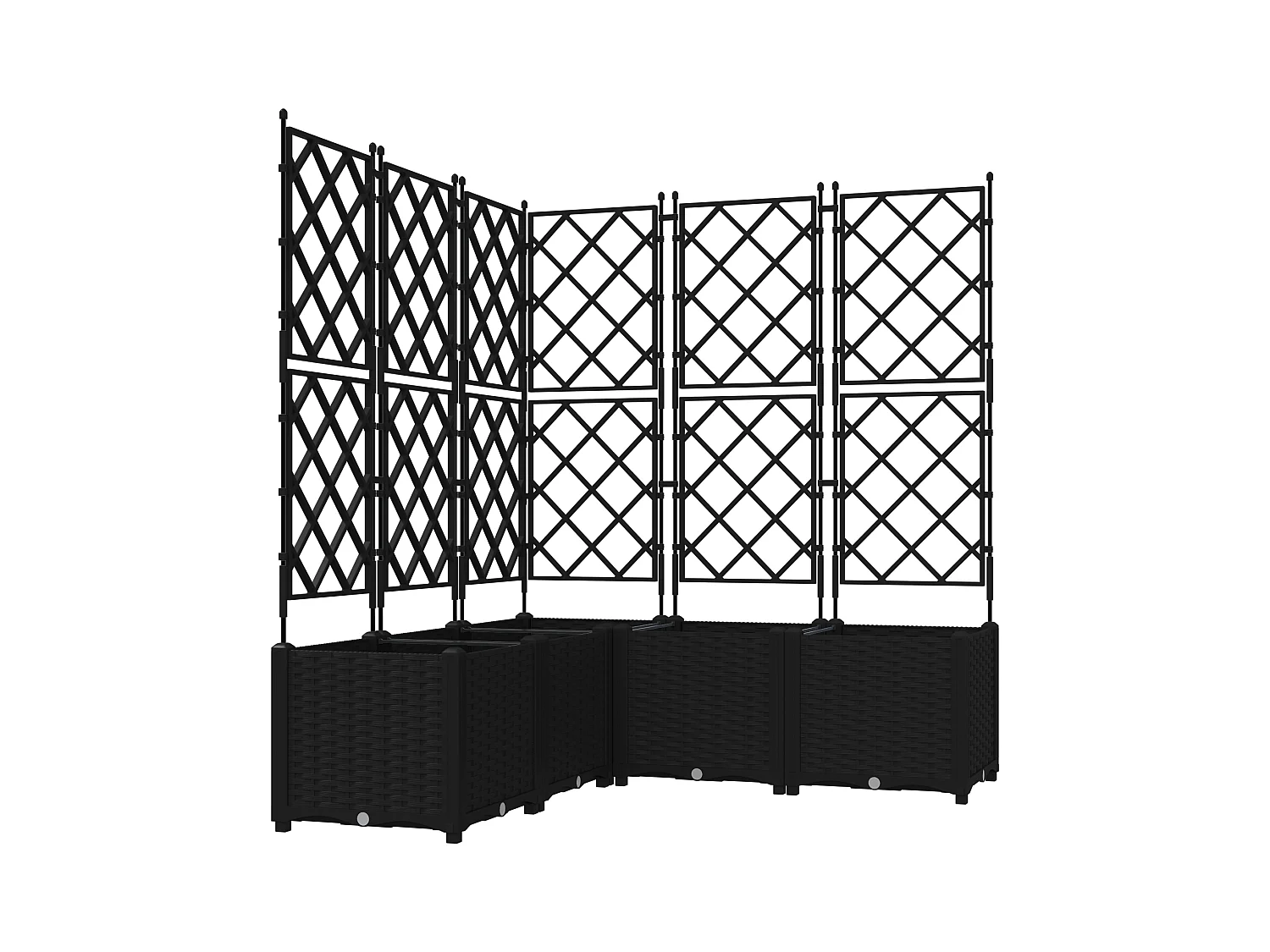 Jardinera con enrejado 5 uds negra 120x120x143 cm