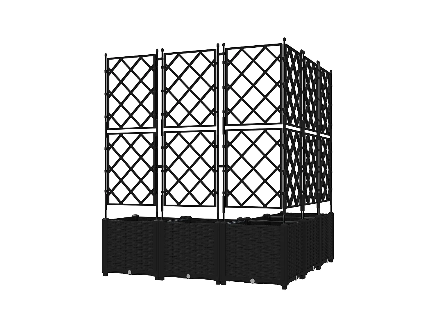 Jardinera con enrejado 5 uds negra 120x120x143 cm