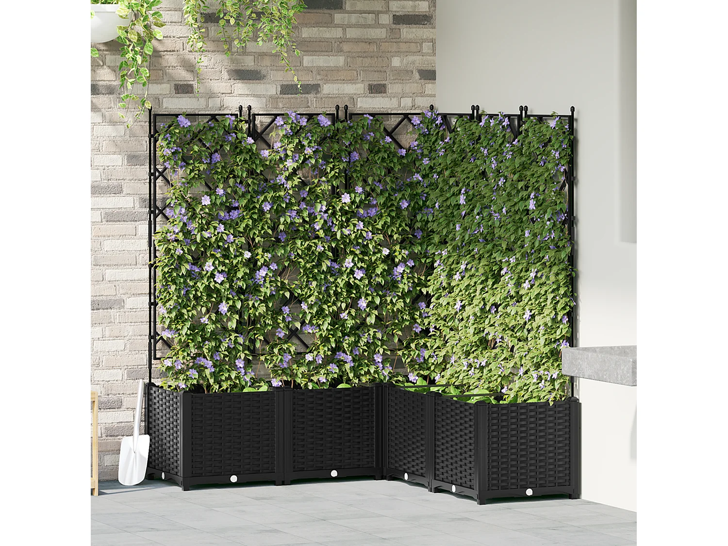jardinière avec treillis 5 pcs noir 120x120x143 cm