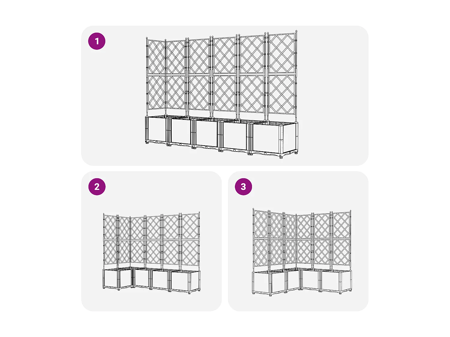 jardinière avec treillis 5 pcs noir 120x120x143 cm
