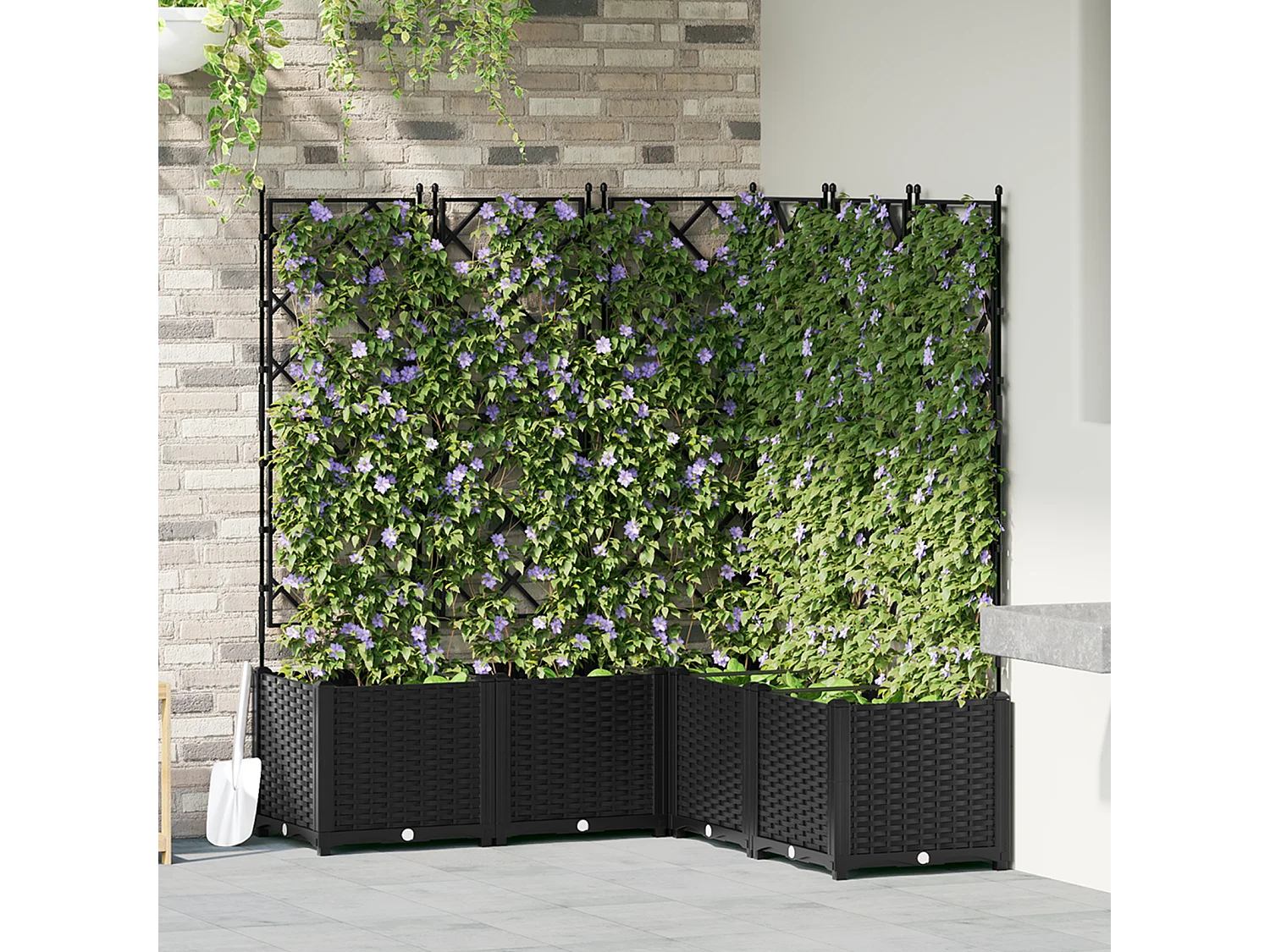 plantenbak met trellis 5 stuks zwart 120x120x143 cm