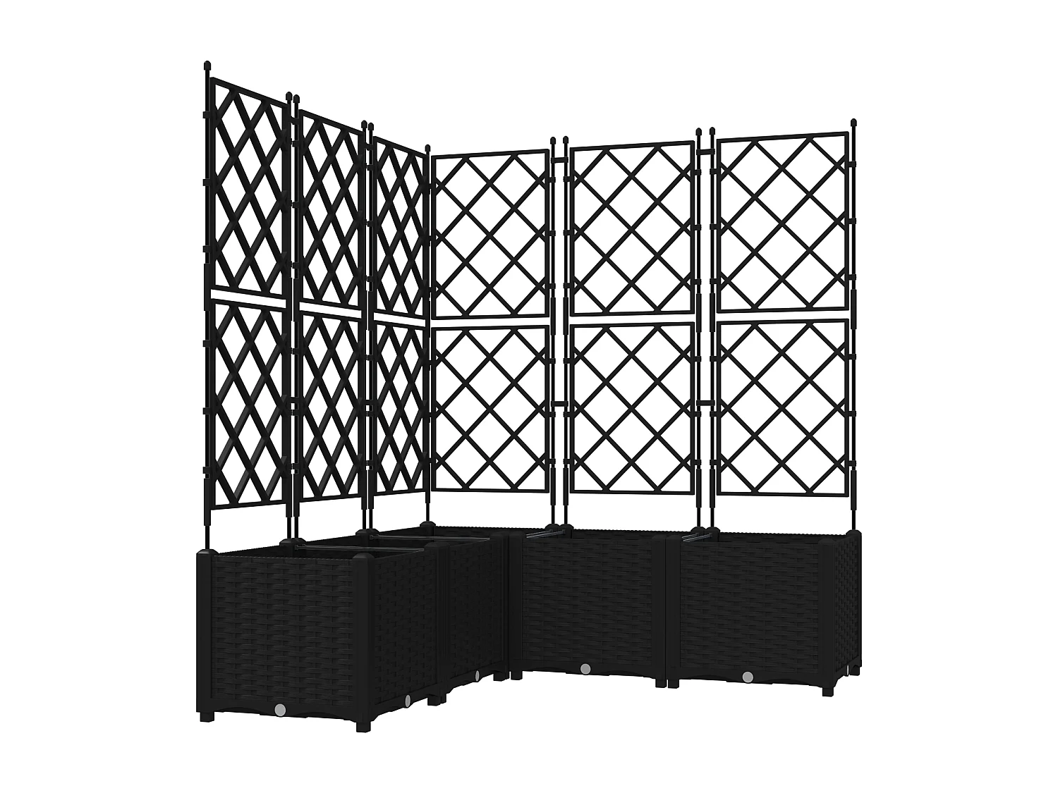 plantenbak met trellis 5 stuks zwart 120x120x143 cm