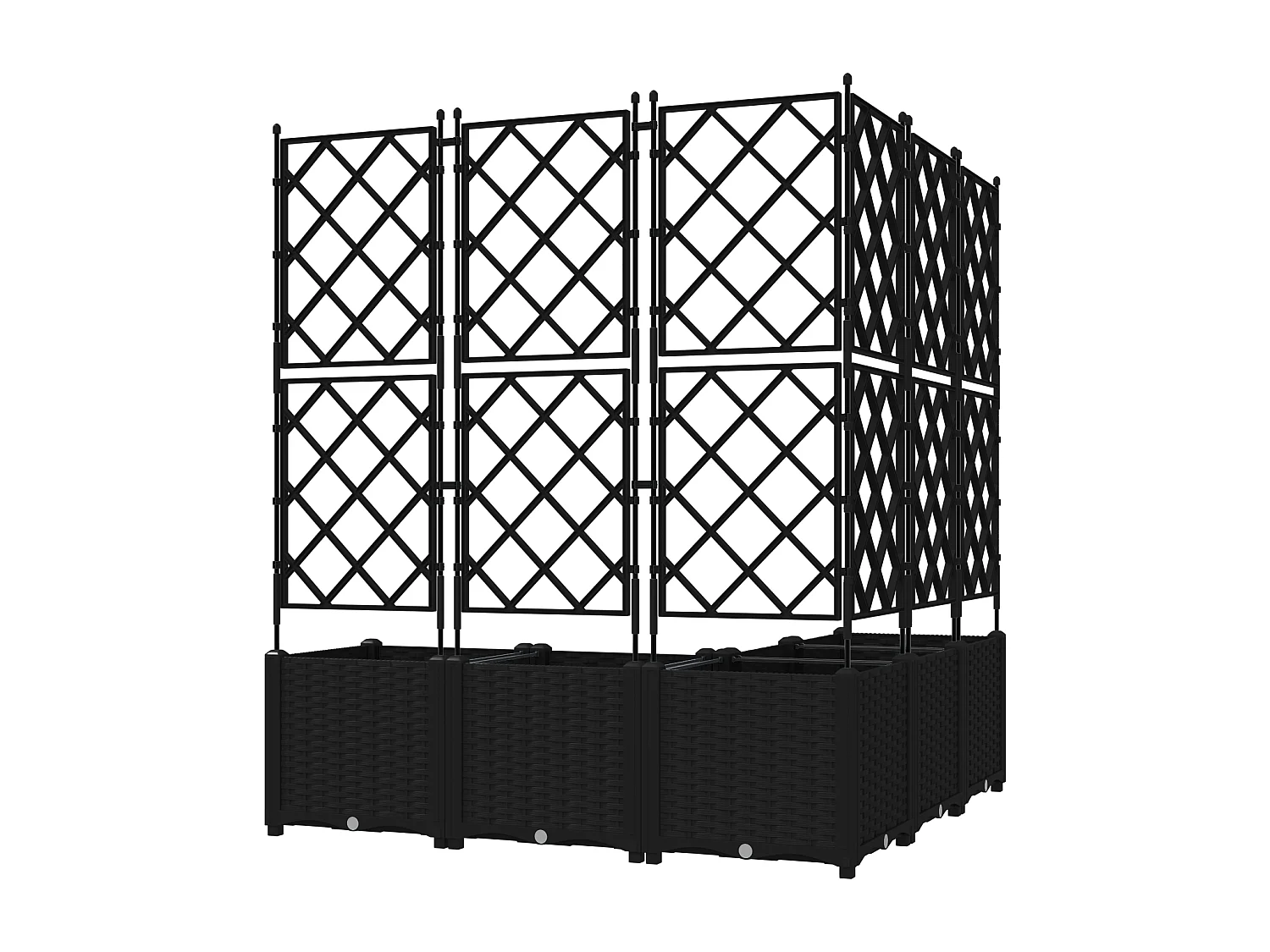 plantenbak met trellis 5 stuks zwart 120x120x143 cm