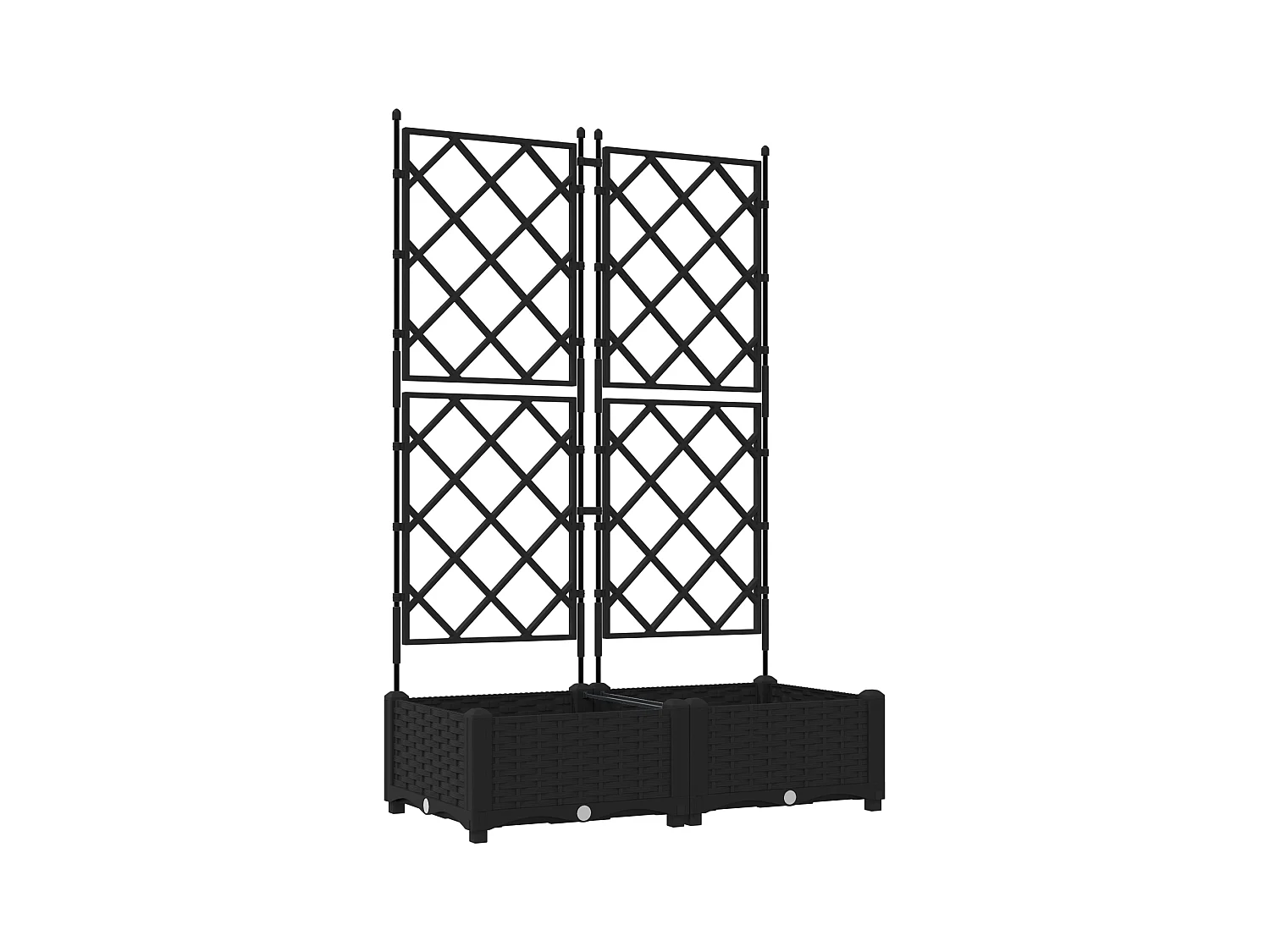 Fioriera da giardino con traliccio 2 pezzi Nero 80x40x125,5 cm