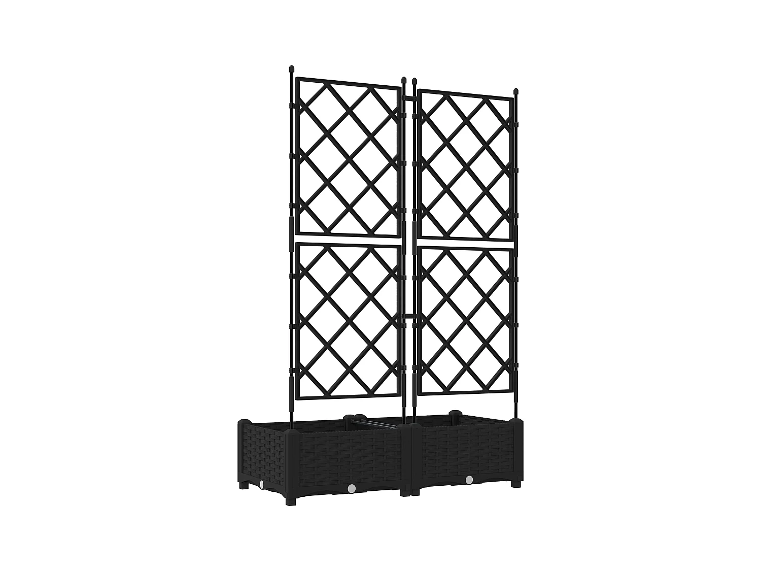 Fioriera da giardino con traliccio 2 pezzi Nero 80x40x125,5 cm