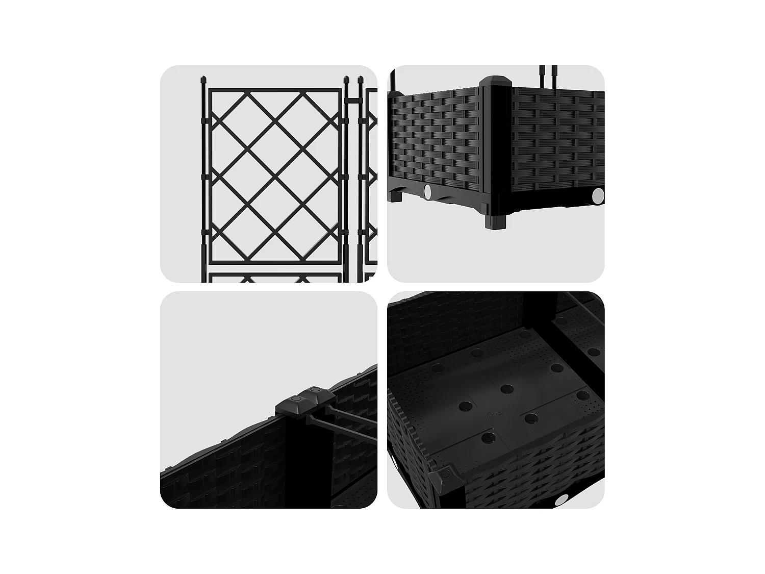 Fioriera da giardino con traliccio 2 pezzi Nero 80x40x125,5 cm