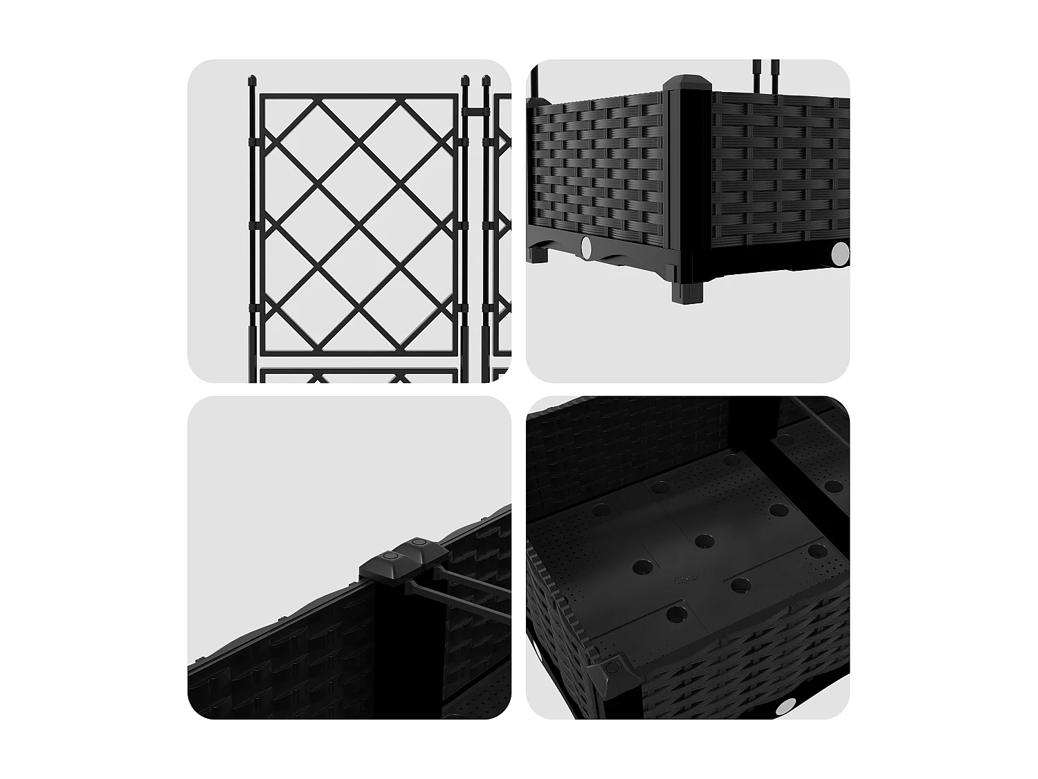 Jardinière de jardin avec treillis 2 pcs Noir 80x40x125.5 cm