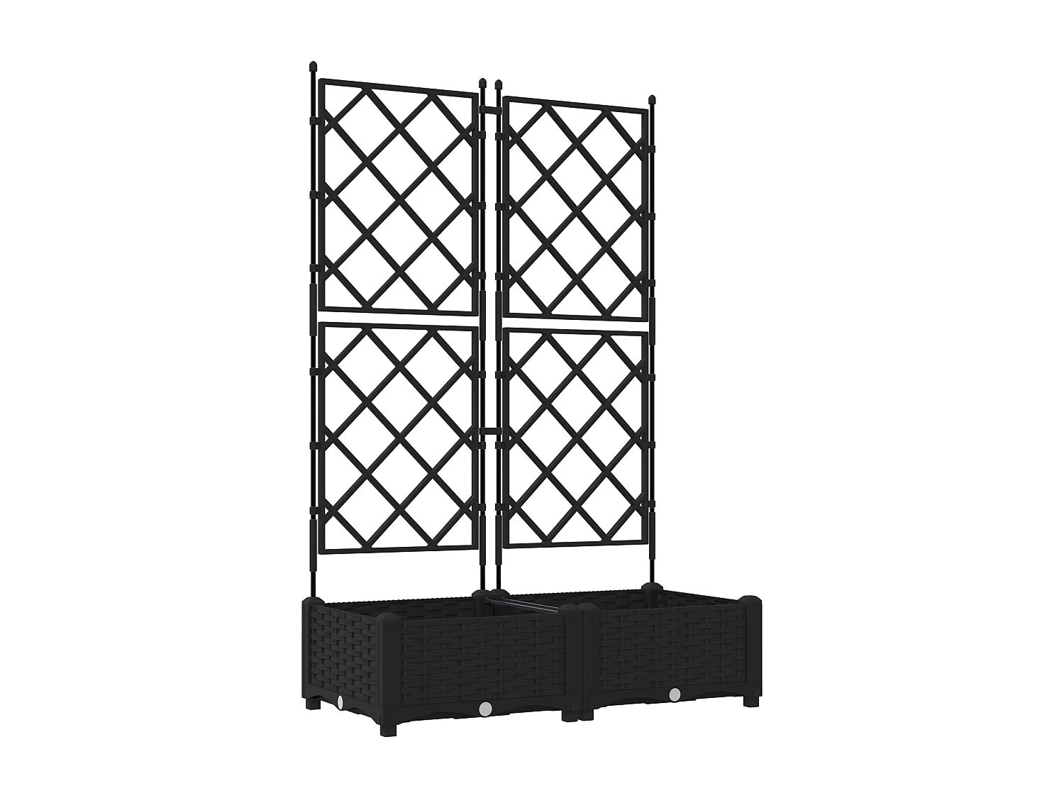 Tuinplanter met trellis 2 stuks Zwart 80x40x125,5 cm