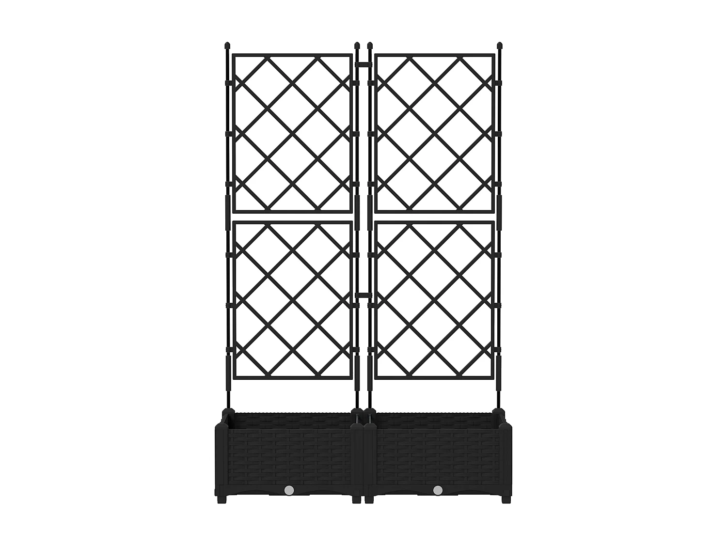 Tuinplanter met trellis 2 stuks Zwart 80x40x125,5 cm
