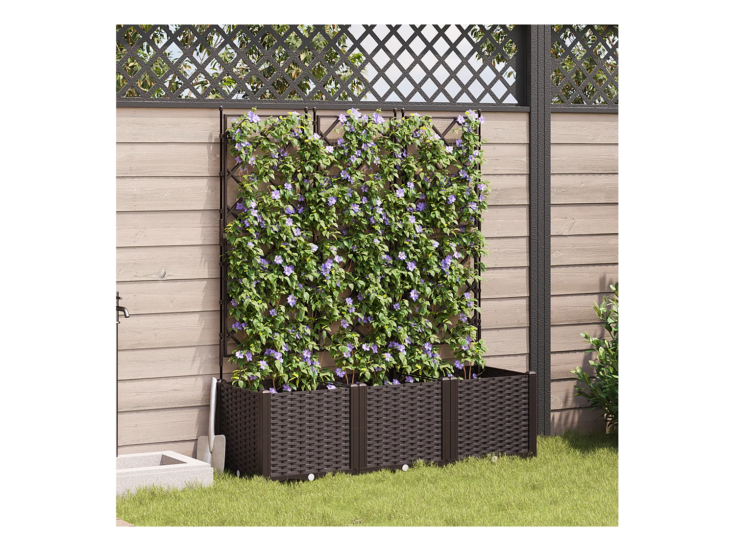 Tuinplanter met trellis 3 stuks bruin 120x40x143 cm